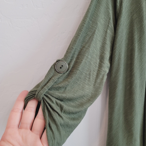 💕 Annabelle Open Front Green Cardigan Women's Size Large - Picture 9 of 13